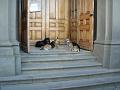 On the church steps